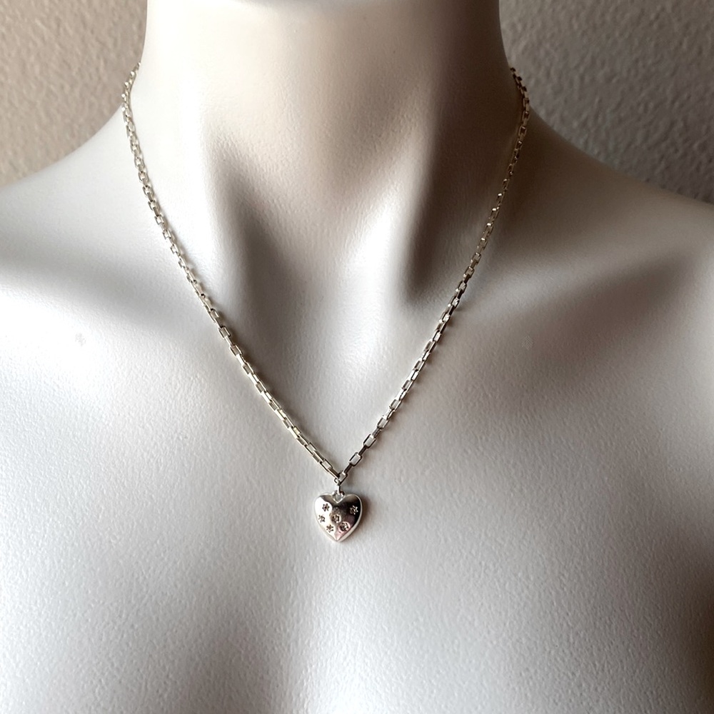 LUCKY  BRAND Silver-Tone Color Heart Pendant Necklace